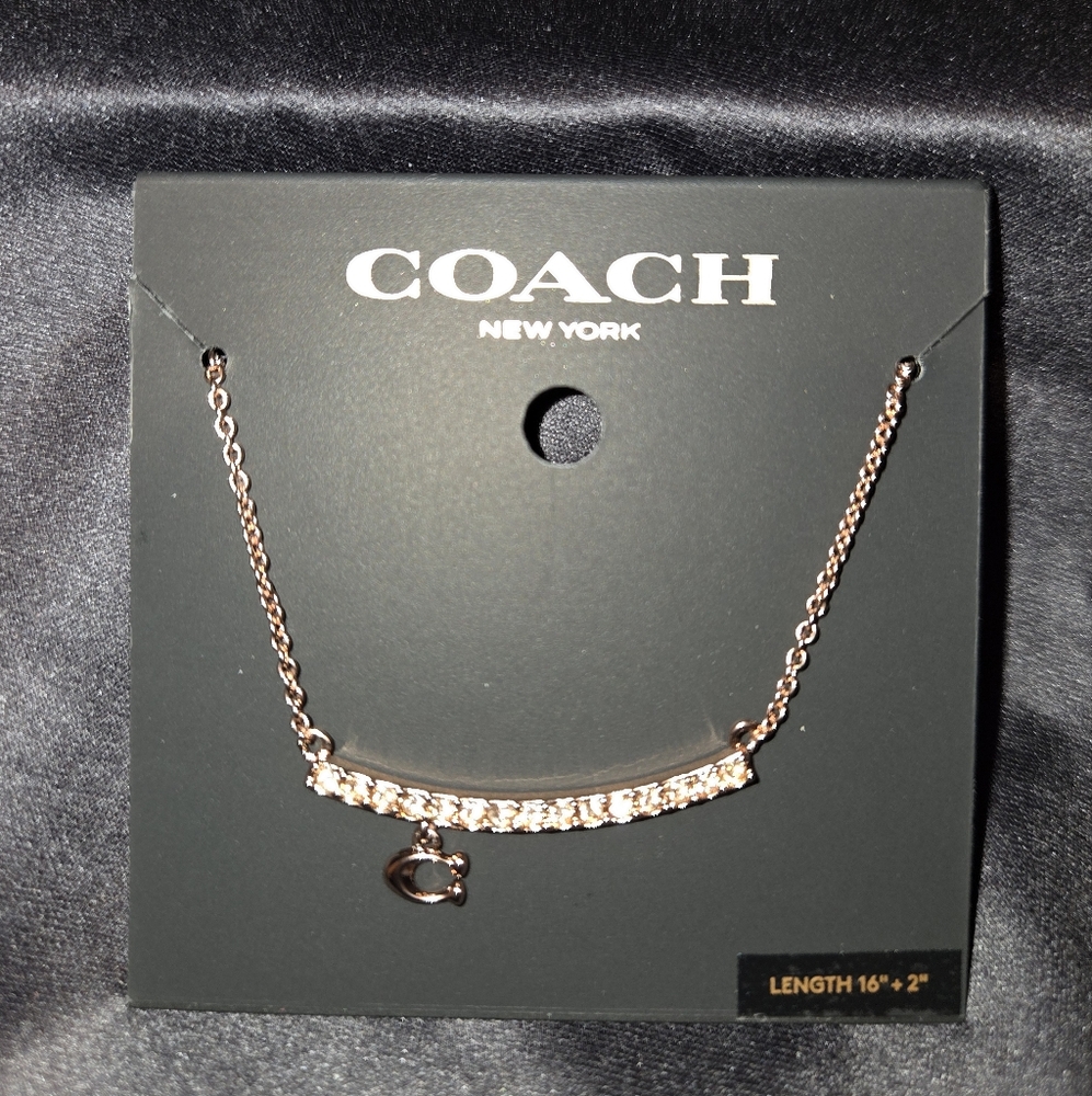 NWT - Coach Rose Gold Necklace with Crystals